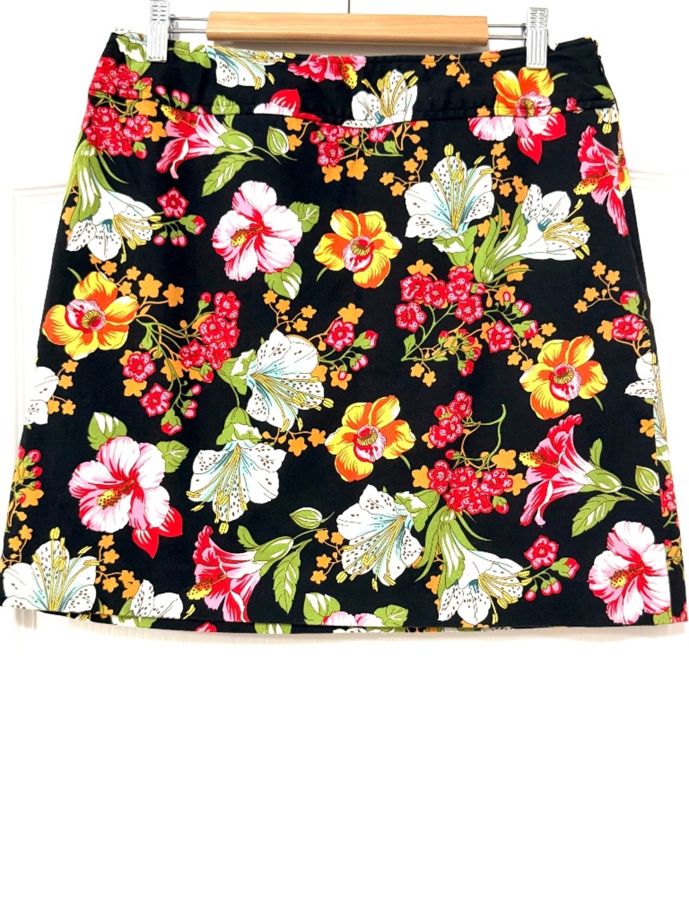 Rafaella Y2K Vintage 90s Black Tropical Floral Skirt Size 12